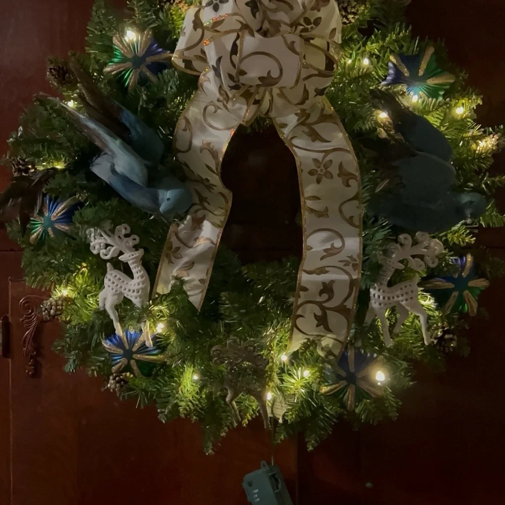 Elegant Holiday Wreath with Blue Accents